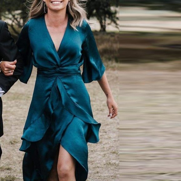 SHEIKE Eternal Tiered Formal Wedding Evening Midi Dress in Peacock NWT - Picture 4 of 14